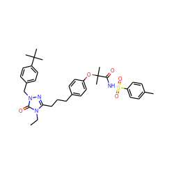 CCn1c(CCCc2ccc(OC(C)(C)C(=O)NS(=O)(=O)c3ccc(C)cc3)cc2)nn(Cc2ccc(C(C)(C)C)cc2)c1=O ZINC000169343863