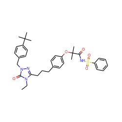 CCn1c(CCCc2ccc(OC(C)(C)C(=O)NS(=O)(=O)c3ccccc3)cc2)nn(Cc2ccc(C(C)(C)C)cc2)c1=O ZINC000169343861