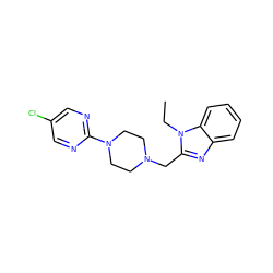 CCn1c(CN2CCN(c3ncc(Cl)cn3)CC2)nc2ccccc21 ZINC000045389267