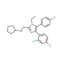 CCn1c(CNC2CCCC2)nc(-c2ccc(Cl)cc2Cl)c1-c1ccc(Cl)cc1 ZINC000043123508