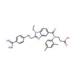 CCn1c(CNc2ccc(C(=N)N)cc2)nc2cc(C(=O)N(CCC(=O)O)c3ccc(C)cc3C)ccc21 ZINC001772633699