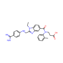 CCn1c(CNc2ccc(C(=N)N)cc2)nc2cc(C(=O)N(CCC(=O)O)c3ccccc3C)ccc21 ZINC001772643941