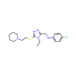 CCn1c(CNc2ccc(Cl)cc2)nnc1SCCN1CCCCC1 ZINC000004977154