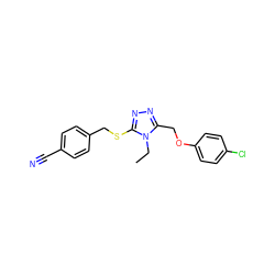 CCn1c(COc2ccc(Cl)cc2)nnc1SCc1ccc(C#N)cc1 ZINC000002448588