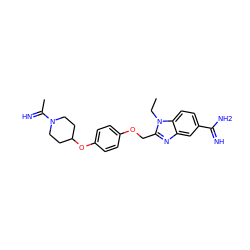 CCn1c(COc2ccc(OC3CCN(C(C)=N)CC3)cc2)nc2cc(C(=N)N)ccc21 ZINC000028370818