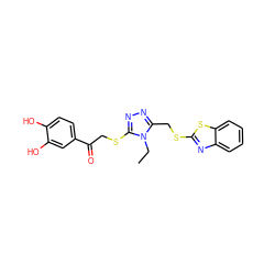 CCn1c(CSc2nc3ccccc3s2)nnc1SCC(=O)c1ccc(O)c(O)c1 ZINC000002639234