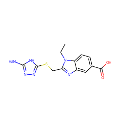 CCn1c(CSc2nnc(N)[nH]2)nc2cc(C(=O)O)ccc21 ZINC000002659633