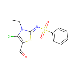 CCn1c(Cl)c(C=O)s/c1=N\S(=O)(=O)c1ccccc1 ZINC000012604658