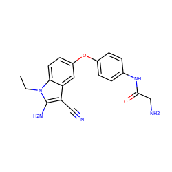 CCn1c(N)c(C#N)c2cc(Oc3ccc(NC(=O)CN)cc3)ccc21 ZINC000299862246