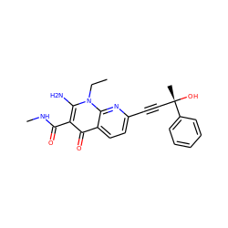 CCn1c(N)c(C(=O)NC)c(=O)c2ccc(C#C[C@](C)(O)c3ccccc3)nc21 ZINC000043202184