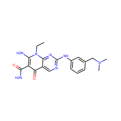 CCn1c(N)c(C(N)=O)c(=O)c2cnc(Nc3cccc(CN(C)C)c3)nc21 ZINC000118366448