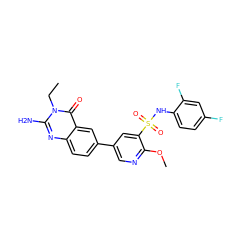 CCn1c(N)nc2ccc(-c3cnc(OC)c(S(=O)(=O)Nc4ccc(F)cc4F)c3)cc2c1=O ZINC000103264454