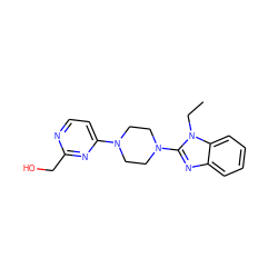 CCn1c(N2CCN(c3ccnc(CO)n3)CC2)nc2ccccc21 ZINC000013472146