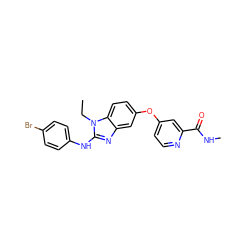 CCn1c(Nc2ccc(Br)cc2)nc2cc(Oc3ccnc(C(=O)NC)c3)ccc21 ZINC000040896269