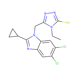 CCn1c(S)nnc1Cn1c(C2CC2)nc2cc(Cl)c(Cl)cc21 ZINC001772571850