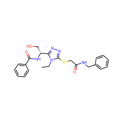 CCn1c(SCC(=O)NCc2ccccc2)nnc1[C@@H](CO)NC(=O)c1ccccc1 ZINC000001076216