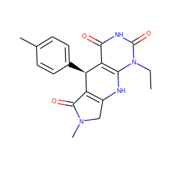 CCn1c2c(c(=O)[nH]c1=O)[C@H](c1ccc(C)cc1)C1=C(CN(C)C1=O)N2 ZINC001772626743