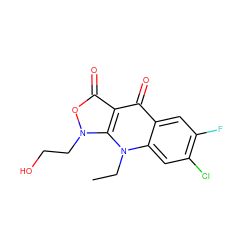 CCn1c2cc(Cl)c(F)cc2c(=O)c2c(=O)on(CCO)c21 ZINC000040977254