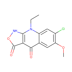 CCn1c2cc(Cl)c(OC)cc2c(=O)c2c(=O)o[nH]c21 ZINC000100413010