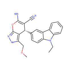 CCn1c2ccccc2c2cc([C@H]3C(C#N)=C(N)Oc4n[nH]c(COC)c43)ccc21 ZINC000004014130