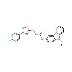 CCn1c2ccccc2c2cc(NC(=O)CCc3nc(-c4ccc(F)cc4)no3)ccc21 ZINC000040975307