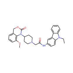 CCn1c2ccccc2c2cc(NC(=O)CN3CCC(N4C(=O)OCc5cccc(OC)c54)CC3)ccc21 ZINC000028523558