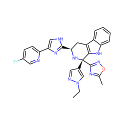 CCn1cc([C@@]2(c3noc(C)n3)N[C@@H](c3nc(-c4ccc(F)cn4)c[nH]3)Cc3c2[nH]c2ccccc32)cn1 ZINC000141075249