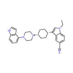 CCn1cc([C@H]2CC[C@@H](N3CCN(c4cccc5[nH]ccc45)CC3)CC2)c2cc(C#N)ccc21 ZINC000101182500