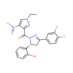 CCn1cc([N+](=O)[O-])c(C(=O)N2N=C(c3ccc(Cl)c(Cl)c3)C[C@@H]2c2ccccc2O)n1 ZINC000000653990