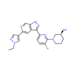 CCn1cc(-c2cc3c(-c4ccc(Br)c(N5CCC[C@H](N)C5)n4)n[nH]c3cn2)cn1 ZINC000205249406