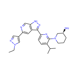 CCn1cc(-c2cc3c(-c4ccc(C(C)C)c(N5CCC[C@H](N)C5)n4)n[nH]c3cn2)cn1 ZINC000205253829