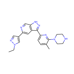 CCn1cc(-c2cc3c(-c4ccc(C)c(N5CCNCC5)n4)n[nH]c3cn2)cn1 ZINC000205243952