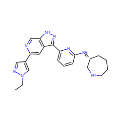 CCn1cc(-c2cc3c(-c4cccc(N[C@@H]5CCCCNC5)n4)n[nH]c3cn2)cn1 ZINC000205249467