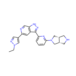 CCn1cc(-c2cc3c(-c4cccc(N5C[C@@H]6CNC[C@@H]6C5)n4)n[nH]c3cn2)cn1 ZINC000205485160