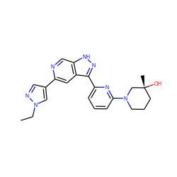 CCn1cc(-c2cc3c(-c4cccc(N5CCC[C@@](C)(O)C5)n4)n[nH]c3cn2)cn1 ZINC000205246682