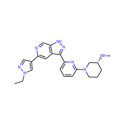 CCn1cc(-c2cc3c(-c4cccc(N5CCC[C@@H](NC)C5)n4)n[nH]c3cn2)cn1 ZINC000205248596