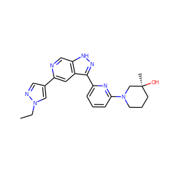 CCn1cc(-c2cc3c(-c4cccc(N5CCC[C@](C)(O)C5)n4)n[nH]c3cn2)cn1 ZINC000205246651