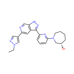 CCn1cc(-c2cc3c(-c4cccc(N5CCCC[C@H](O)C5)n4)n[nH]c3cn2)cn1 ZINC000205245180