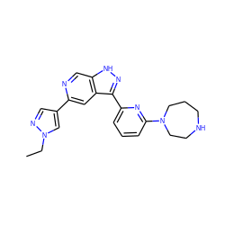 CCn1cc(-c2cc3c(-c4cccc(N5CCCNCC5)n4)n[nH]c3cn2)cn1 ZINC000205259359