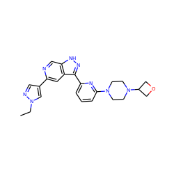 CCn1cc(-c2cc3c(-c4cccc(N5CCN(C6COC6)CC5)n4)n[nH]c3cn2)cn1 ZINC000205266040