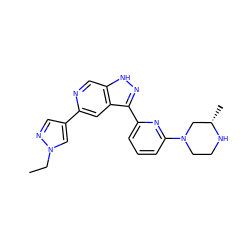 CCn1cc(-c2cc3c(-c4cccc(N5CCN[C@@H](C)C5)n4)n[nH]c3cn2)cn1 ZINC000205261138