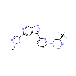 CCn1cc(-c2cc3c(-c4cccc(N5CCN[C@H](C(F)(F)F)C5)n4)n[nH]c3cn2)cn1 ZINC000205256589