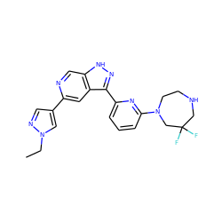 CCn1cc(-c2cc3c(-c4cccc(N5CCNCC(F)(F)C5)n4)n[nH]c3cn2)cn1 ZINC000205253396