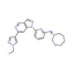 CCn1cc(-c2cc3c(cn2)cnn3-c2cccc(N[C@@H]3CCCCNC3)n2)cn1 ZINC000216476133