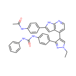 CCn1cc(-c2ccnc3[nH]c(-c4ccc(NC(C)=O)cc4)cc23)c(-c2ccc(NC(=O)Nc3ccccc3)cc2)n1 ZINC000049784086