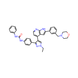 CCn1cc(-c2ccnc3[nH]c(-c4cccc(CN5CCOCC5)c4)cc23)c(-c2ccc(NC(=O)Nc3ccccc3)cc2)n1 ZINC000049781422