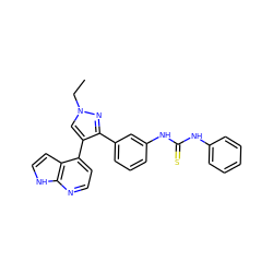 CCn1cc(-c2ccnc3[nH]ccc23)c(-c2cccc(NC(=S)Nc3ccccc3)c2)n1 ZINC000040429442