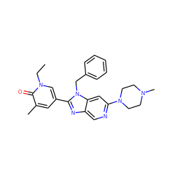 CCn1cc(-c2nc3cnc(N4CCN(C)CC4)cc3n2Cc2ccccc2)cc(C)c1=O ZINC001772648493