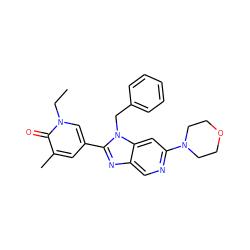 CCn1cc(-c2nc3cnc(N4CCOCC4)cc3n2Cc2ccccc2)cc(C)c1=O ZINC001772627049