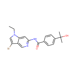 CCn1cc(Br)c2cnc(NC(=O)c3ccc(C(C)(C)O)cc3)cc21 ZINC000072316115